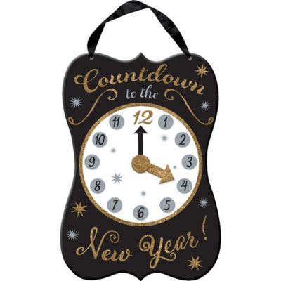 15" Glitter Sign - New Year's Clock - Amscan