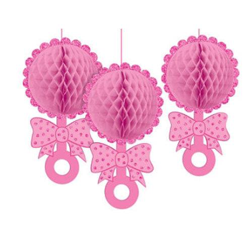 Amscan Honeycomb Rattles Pink 3Ct #73506