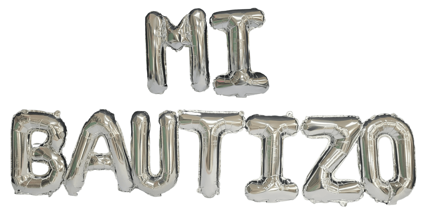 16" Balloon Banner - Mi Bautizo - Silver - Party America
