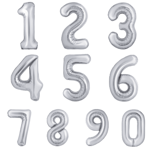 16" Balloon Numbers - Silver (2ct)