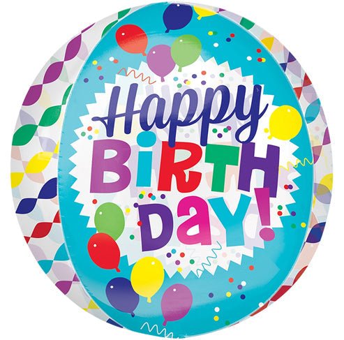 16" Orbz - Happy Birthday Party Balloons