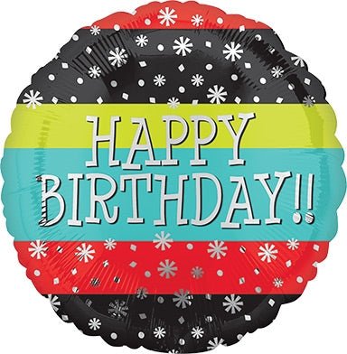 18" Birthday Confetti Stripes (10ct)