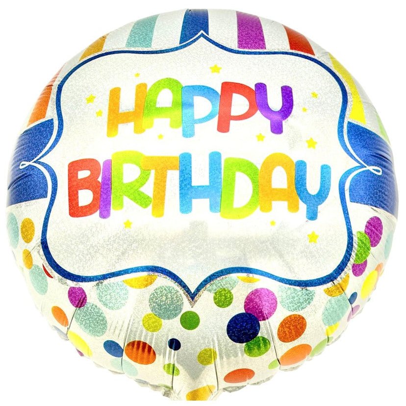 18" Happy Birthday Dot and Stripes - 20ct - Party America