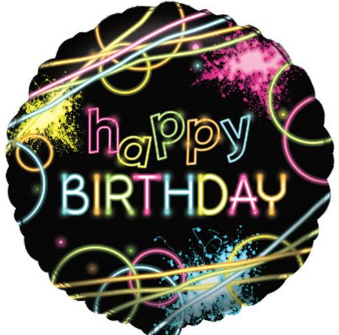 18" Happy Birthday Neon Glow Sticks