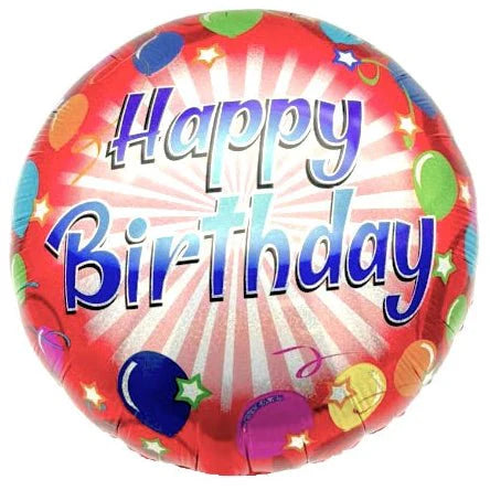 18" Happy Birthday - Red with Balloons & Stars - 20ct - Party America