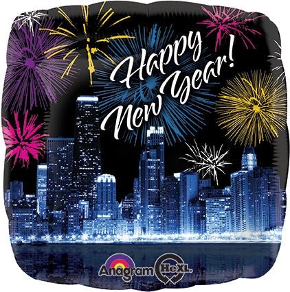 18" Happy New Year - Chicago Skyline (10ct)