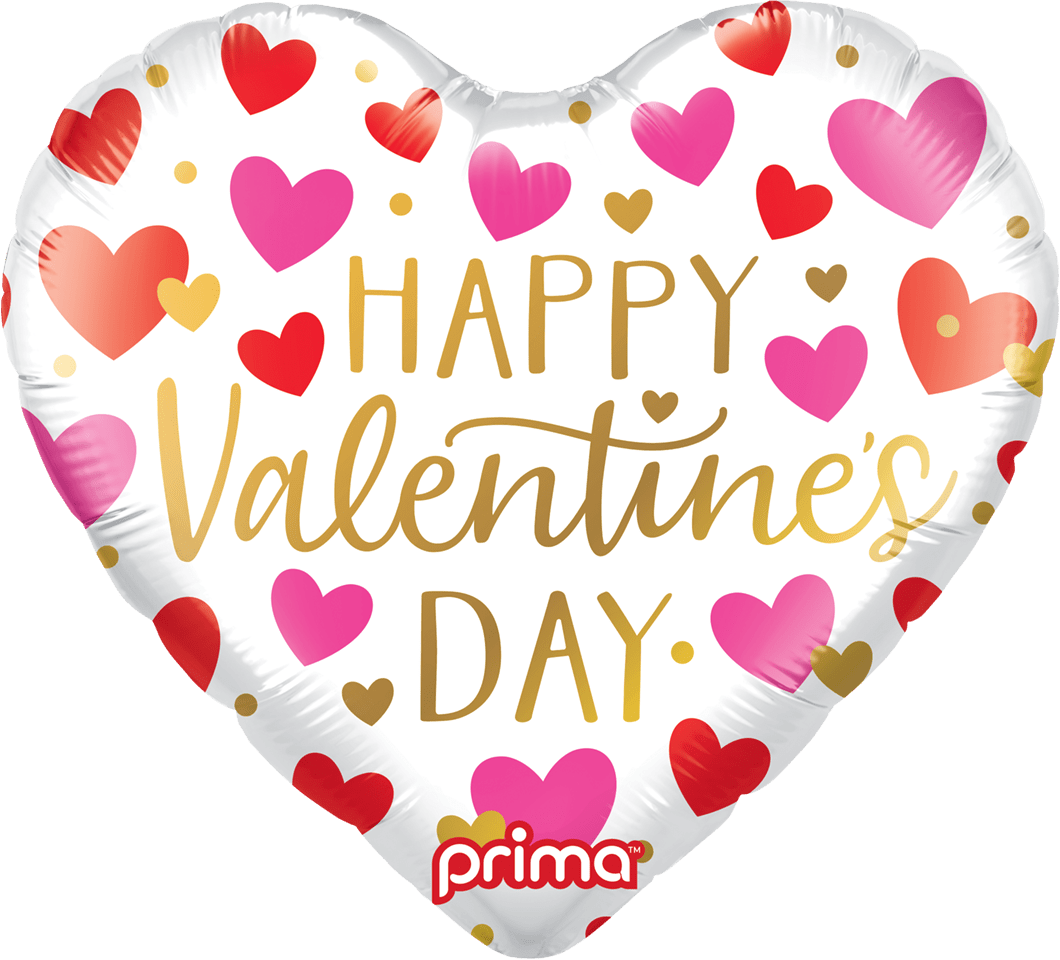 18" Happy Valentine's Day Red, Pink, & Gold Hearts