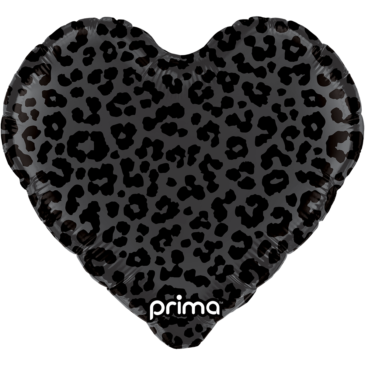 18" Heart Black Shiny & Matte Leopard Print
