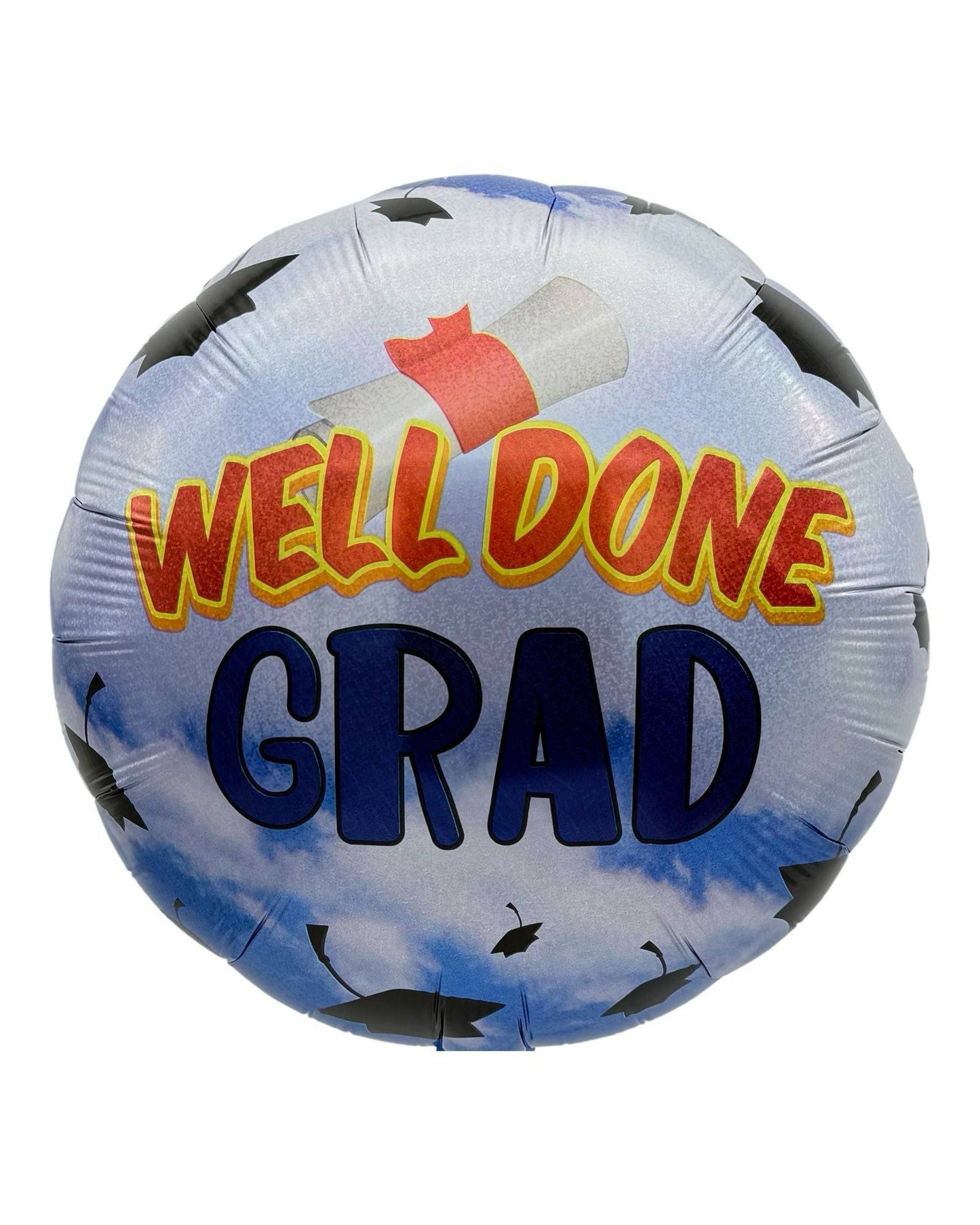 18" Holographic Well-Done Grad Blue with Black Cap - 50ct - Party America