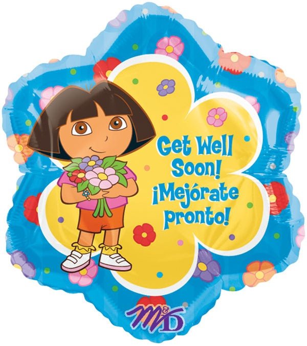 18" JUNIOR SHAPE Dora Get Well Mejorete Pronto (Flower Shape)