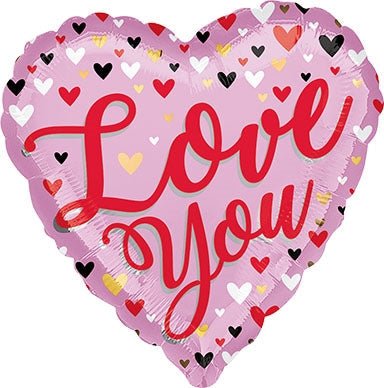 18" LOVE YOU Small Hearts - Heart Shape Foil Balloon - Pack of 25