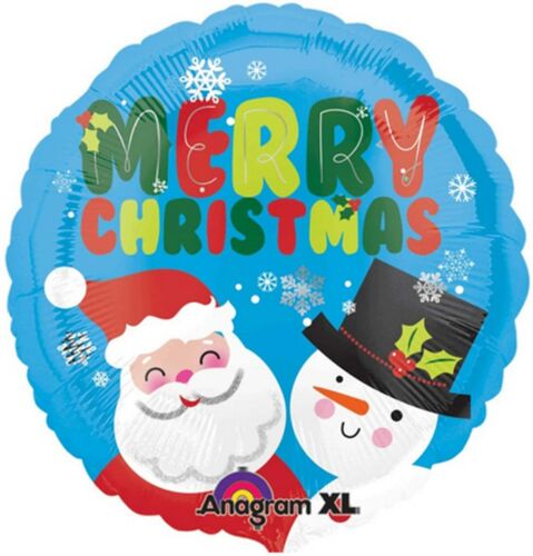 18" Merry Christmas Santa and Snowman