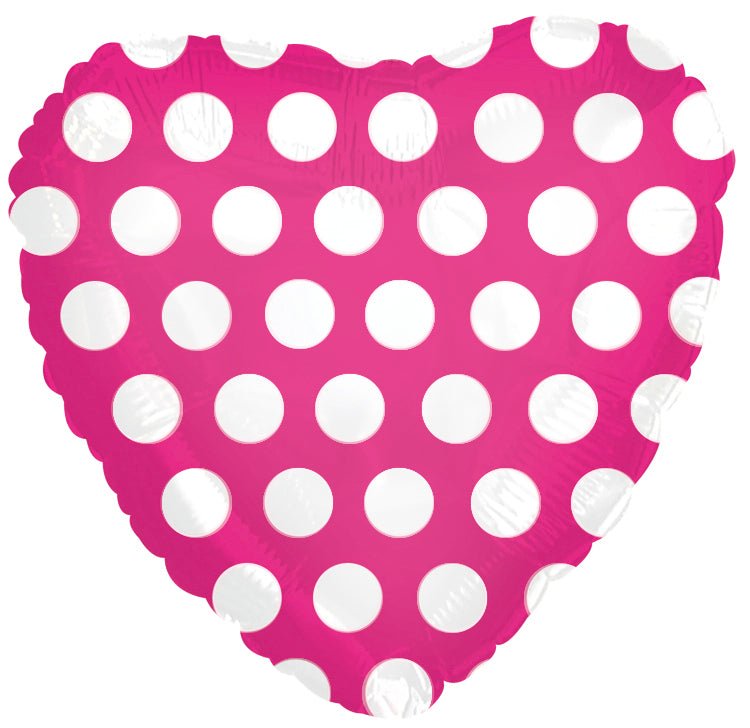 18" Pink Heart with Polka Dots