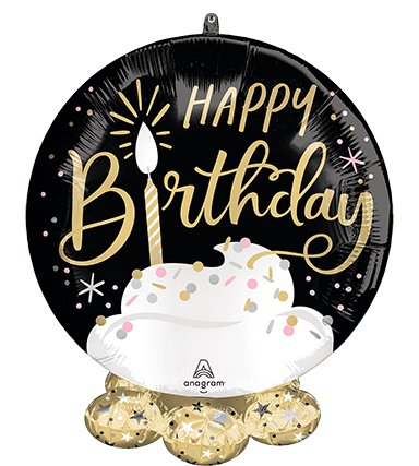 19" Frillz - Satin Black Silver Gold Birthday - Anagram