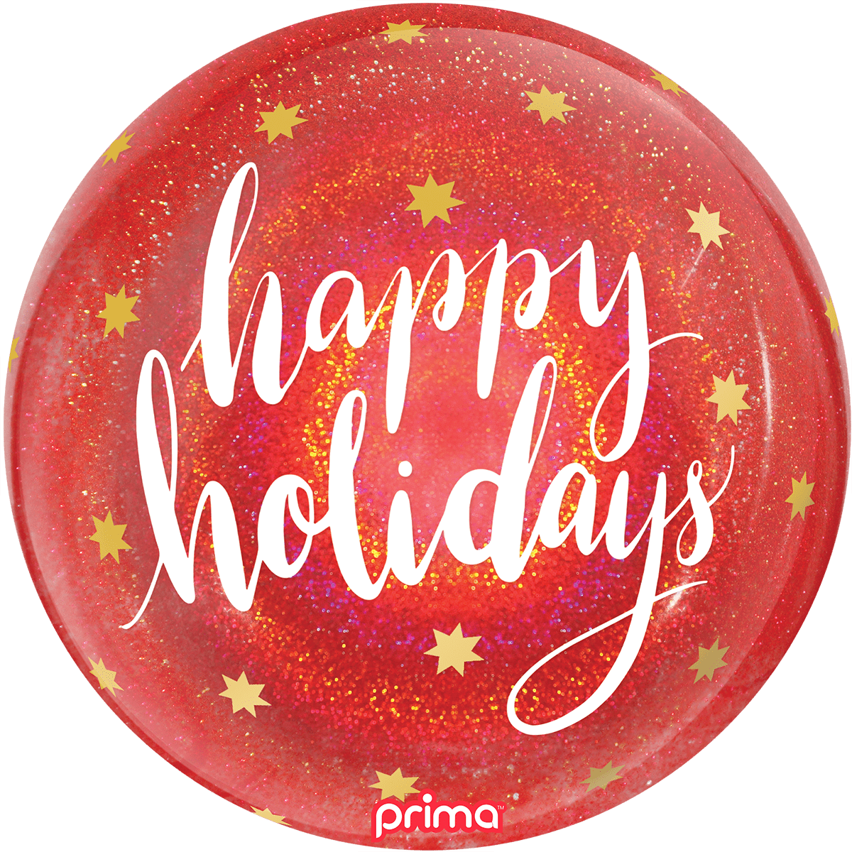 20" Happy Holidays Red Glitter Sphere