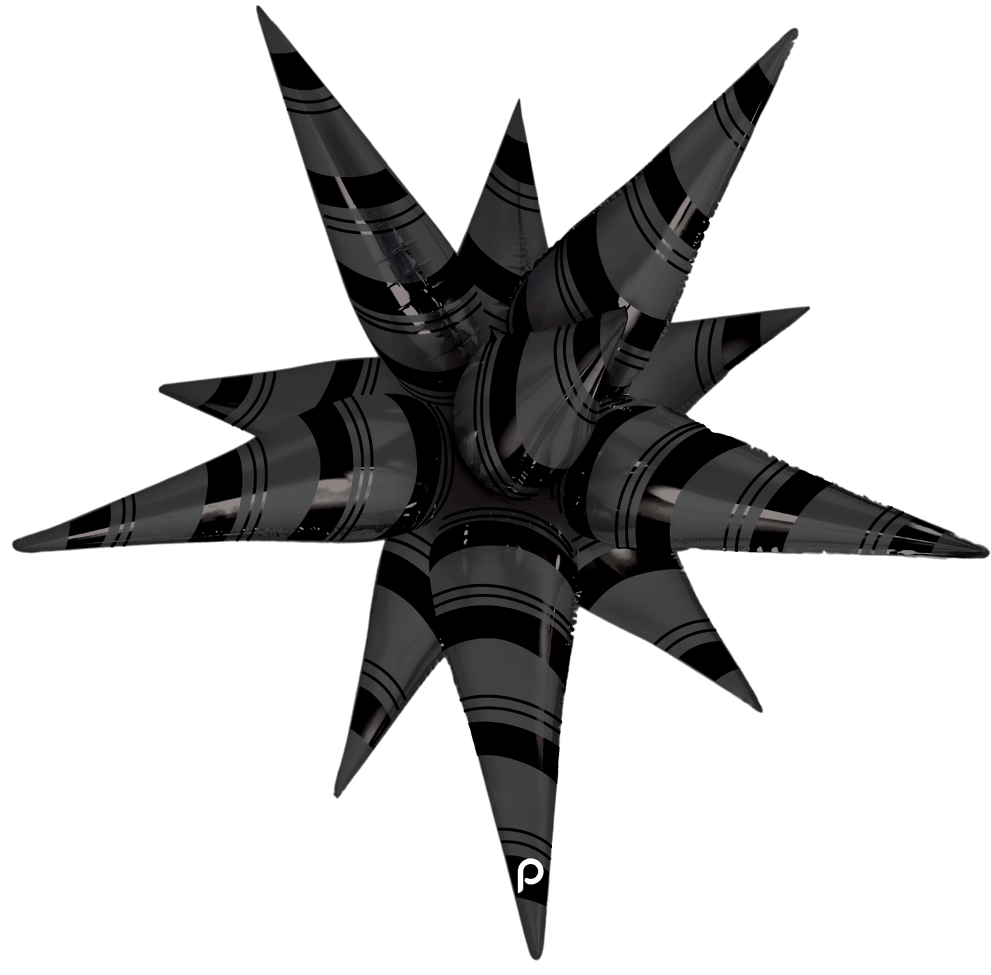 26" Black Matte & Shiny Stripes Starburst