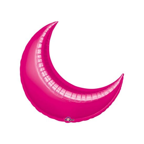 26" FUCHSIA CRESCENT Foil Balloon - Package of 3 Helium or Air Fill - Valved