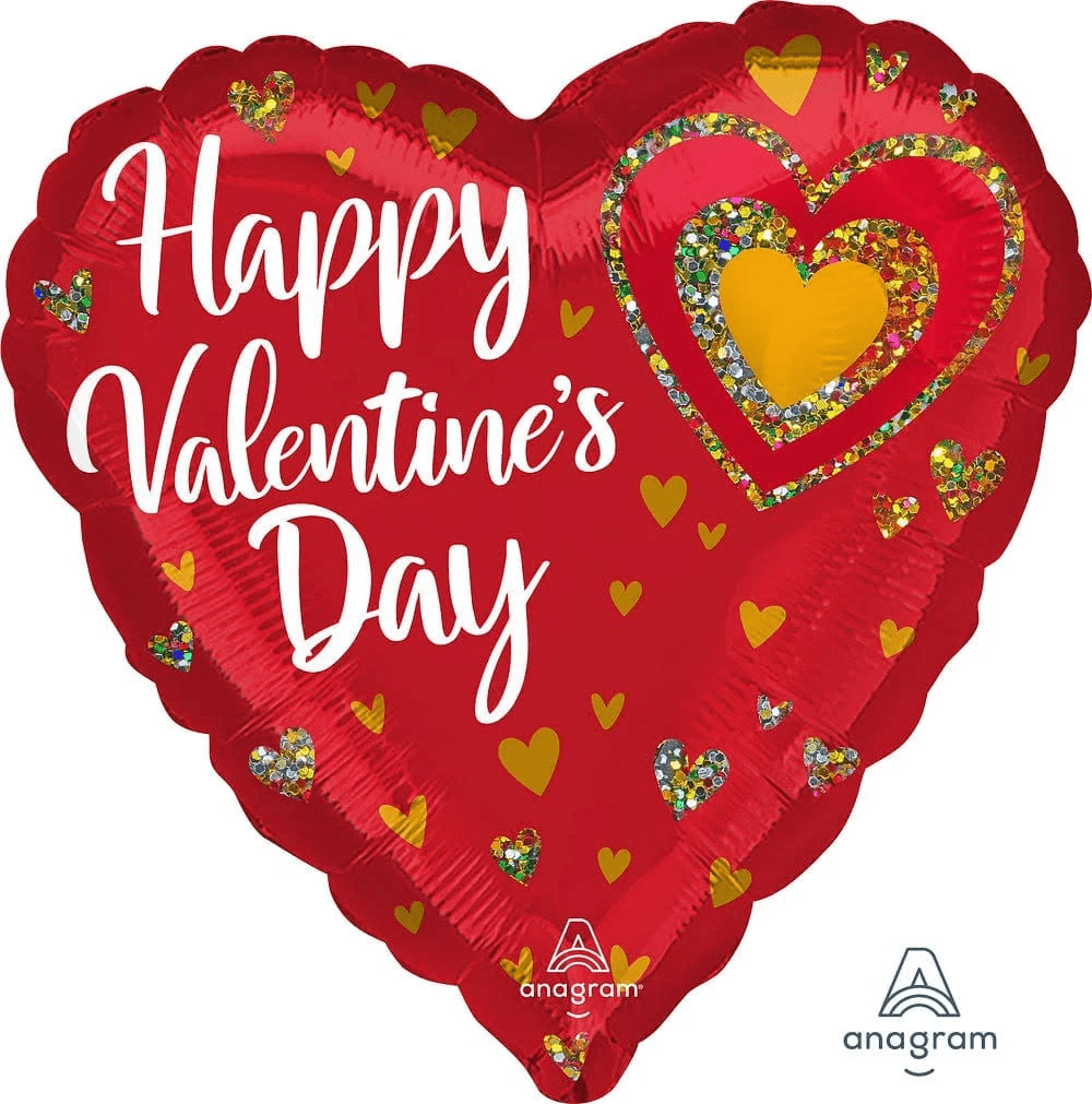 28" Happy Valentines Day Glitter Hearts (5ct)