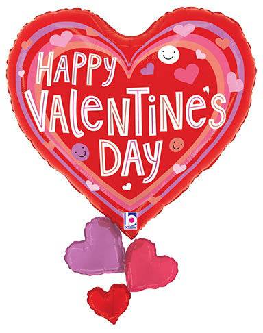 28" Smiley Valentine Hearts