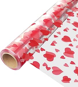 30" X 100' Clear Cellophane Roll - Hearts - 1ct