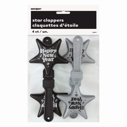 7" Star Clappers - New Year's Black & Silver (4ct) - Unique