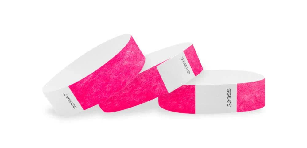 3/4" Adhesive Wristband - Neon Pink (100ct) - PPD