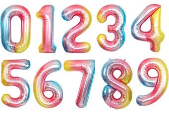 34" Balloon Numbers - Pastel Rainbow - Party America