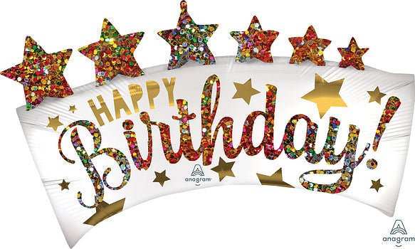 34" Happy Birthday Glitter Banner