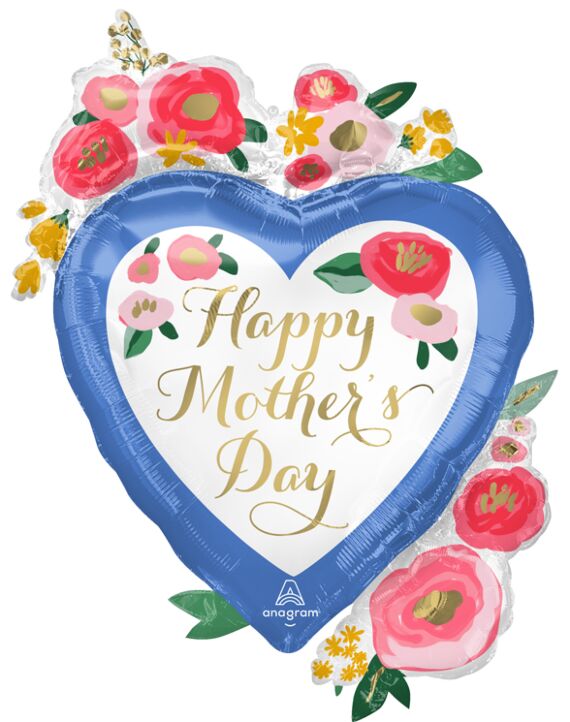34" Happy Mother's Day Painted Florals Heart Balloon - Anagram