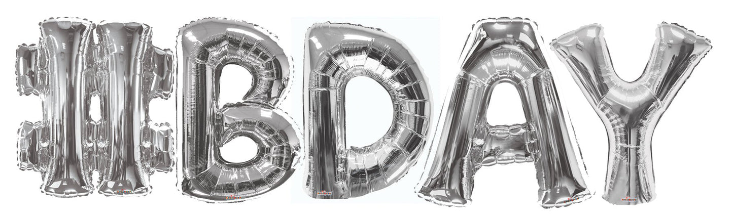 34" Silver #BDAY Phrase - Conver USA