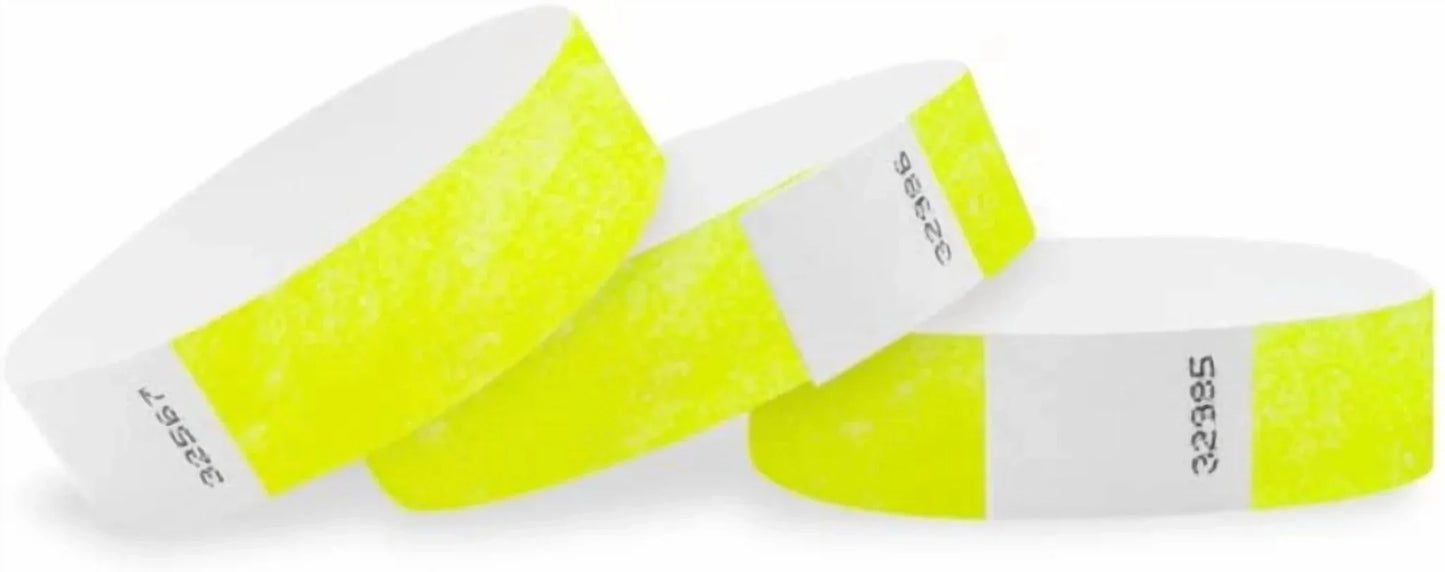 3/4" Tyvek Wristband - Neon Yellow (100ct) - PPD