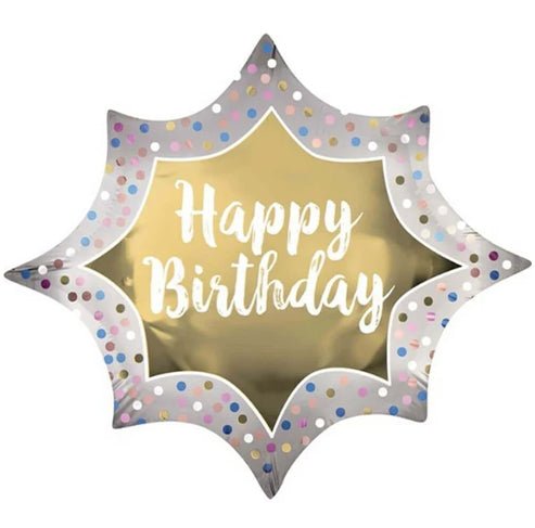 35" Happy Birthday Satin Gold Burst