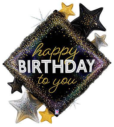 38" Metallic Birthday Diamond Stars (PKG) - Holographic Foil Balloon