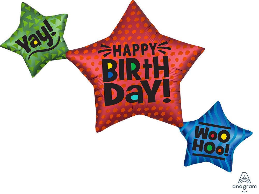 39" Happy Birthday Satin Star Trio