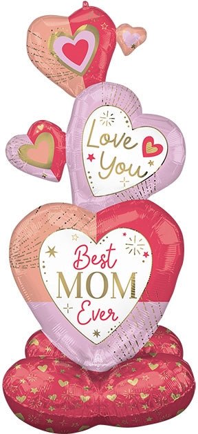 55" AirLoonz - Cutout Mom Stacked Hearts