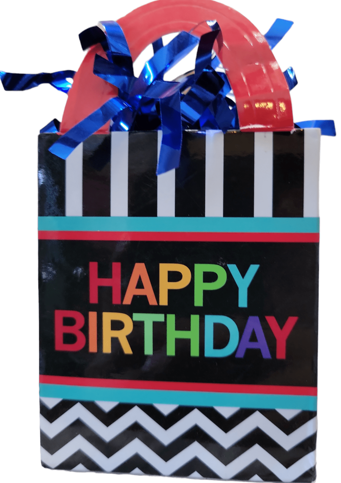 5.7oz Balloon Weight - Stripe Happy Birthday Tote