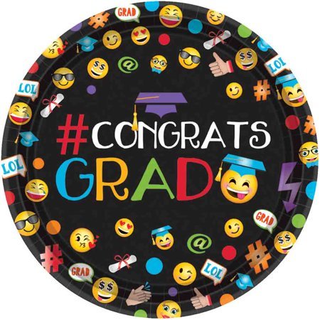 7" Congrats Grad Emoji Graduation Plates 60ct - Amscan