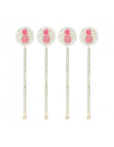 7" Drink Stirrers - Pink Pineapple (18ct)