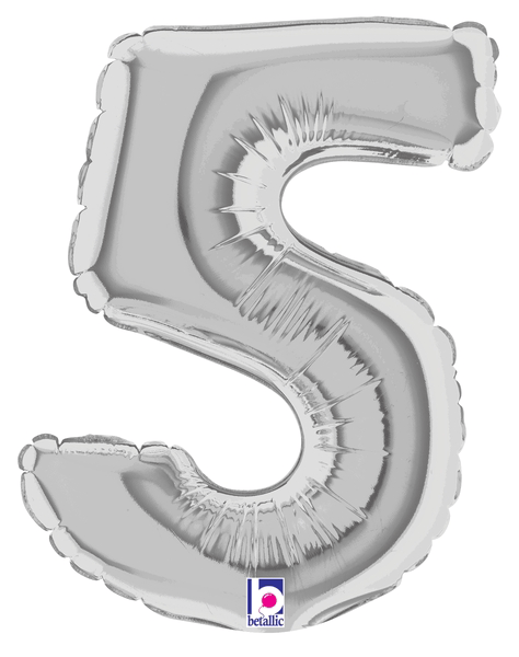 7" Megaloon Jr. Number 5 - Silver (5ct)