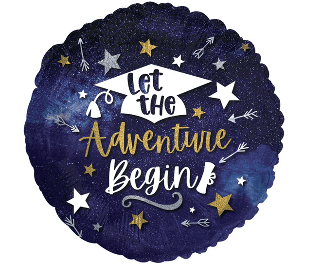 9" Congrats Let Adventure Begin Round Foil Balloon 100ct - CTI