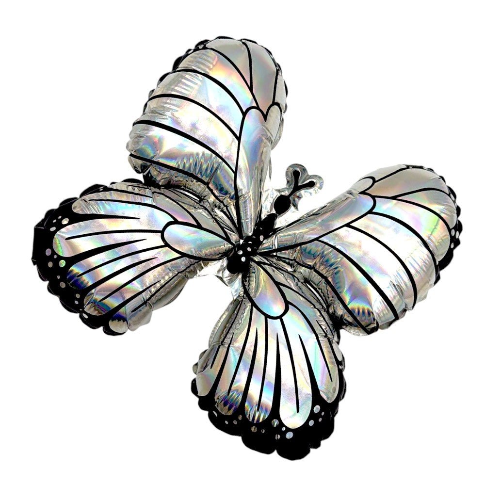 9" Iridescent Butterfly - Black & Silver - 5ct - Party America