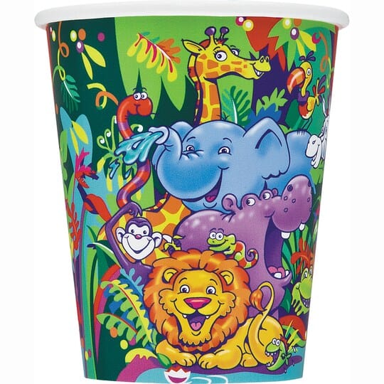 9oz Paper Cups - Smiling Safari (8ct)