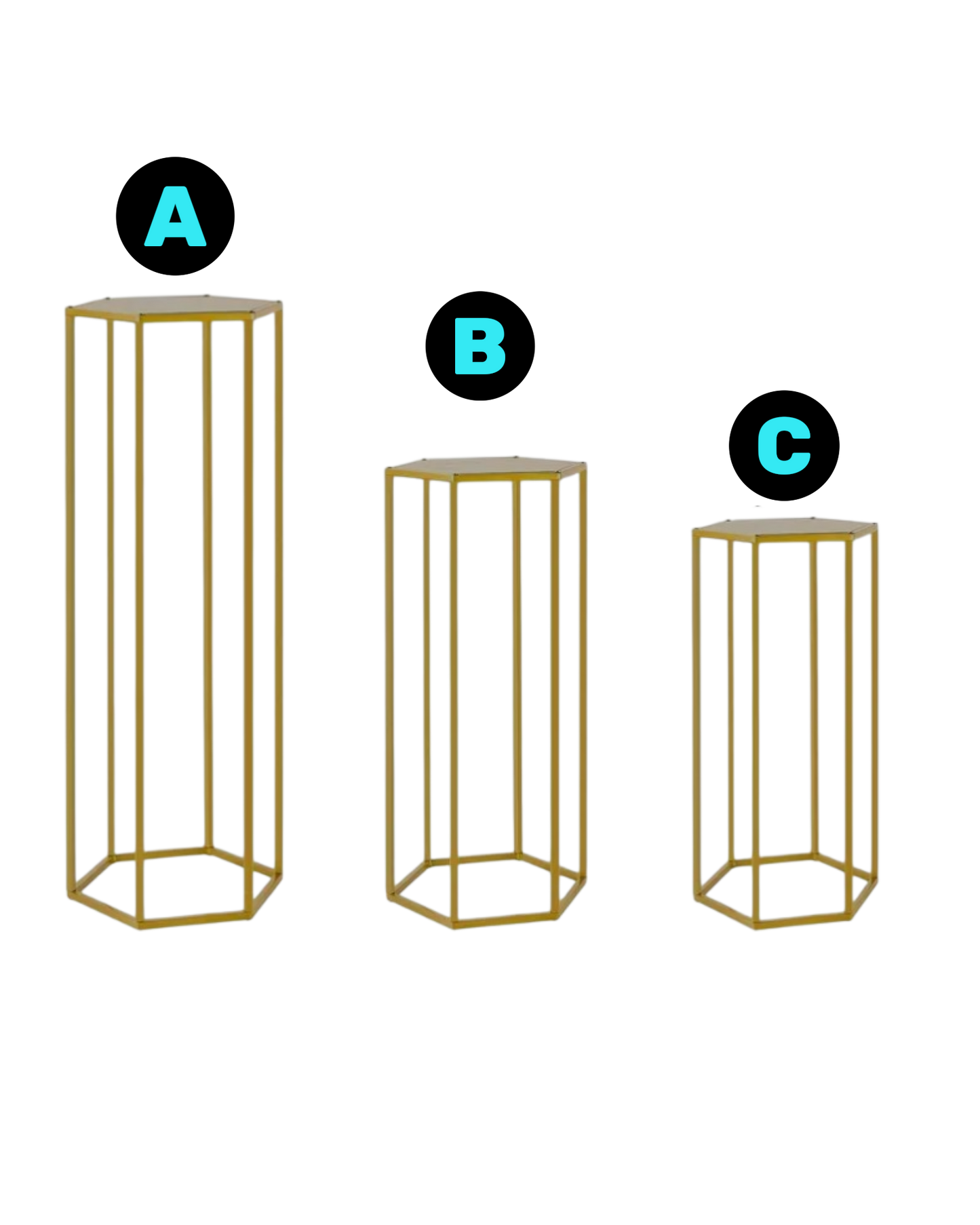 B483 Gold Metal Hexagon Stand Set - Borosino