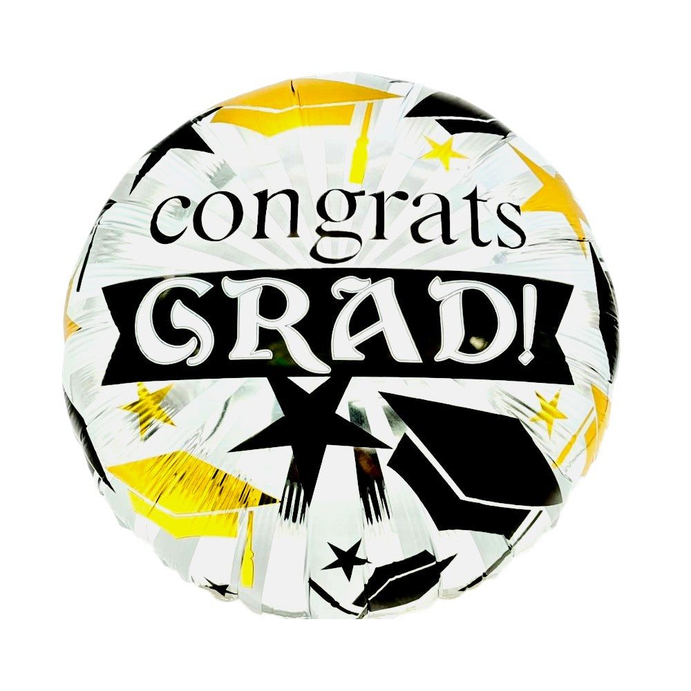 18" Congrats Grad Gold & Black CapS (50ct) - Party America