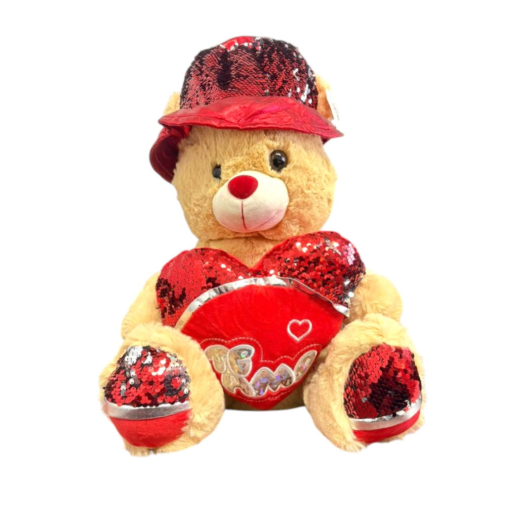 12" Teddy Bear Light Brown & Red - Te Amo