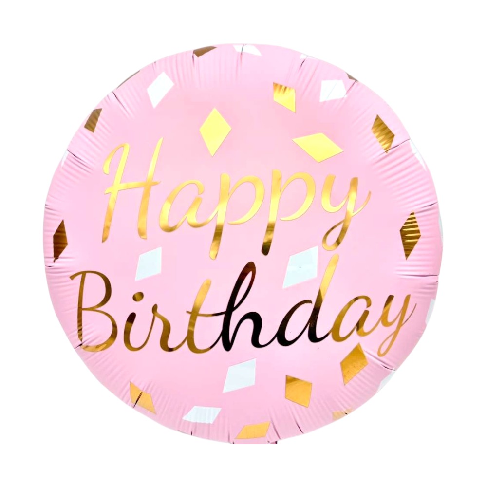 22" Pink Round Confetti - Happy Birthday (50ct) - Winner Party