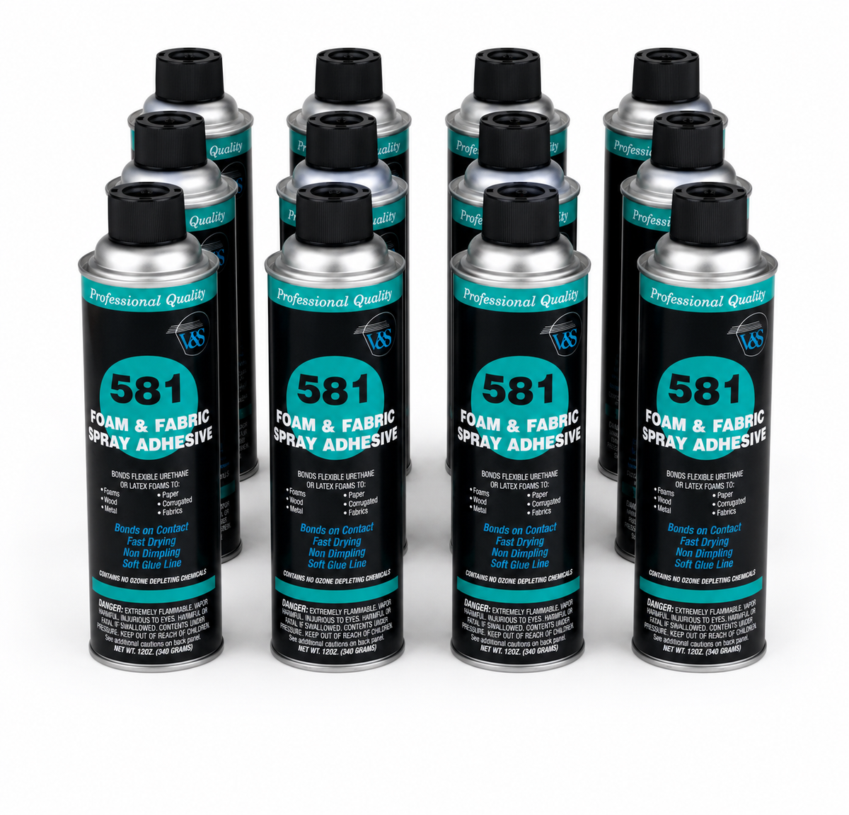 V&S 581 Foam & Fabric Spray Glue 12oz - 12ct - ACI