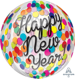 Confetti NEW YEAR ORBZ Dimensional Round Foil Balloon