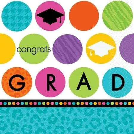 Congrats Grad Colorful Commencement Luncheon Napkins 36ct - Amscan