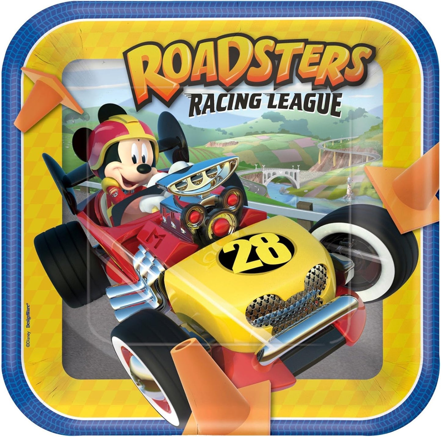 Disney Mickey Roadster 9" Square Paper Plates 8ct - Amscan